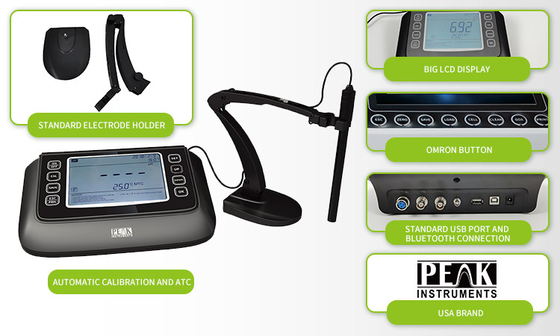 6.5 inch LCD-scherm laboratorium pH mV meter met ODM-ondersteuning en 0.1/0.01pH-resolutie