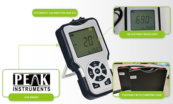 Gemakkelijk in het laboratorium te gebruiken digitale pH mV geleidbaarheid TDS zoutmeter met draagbaar ontwerp